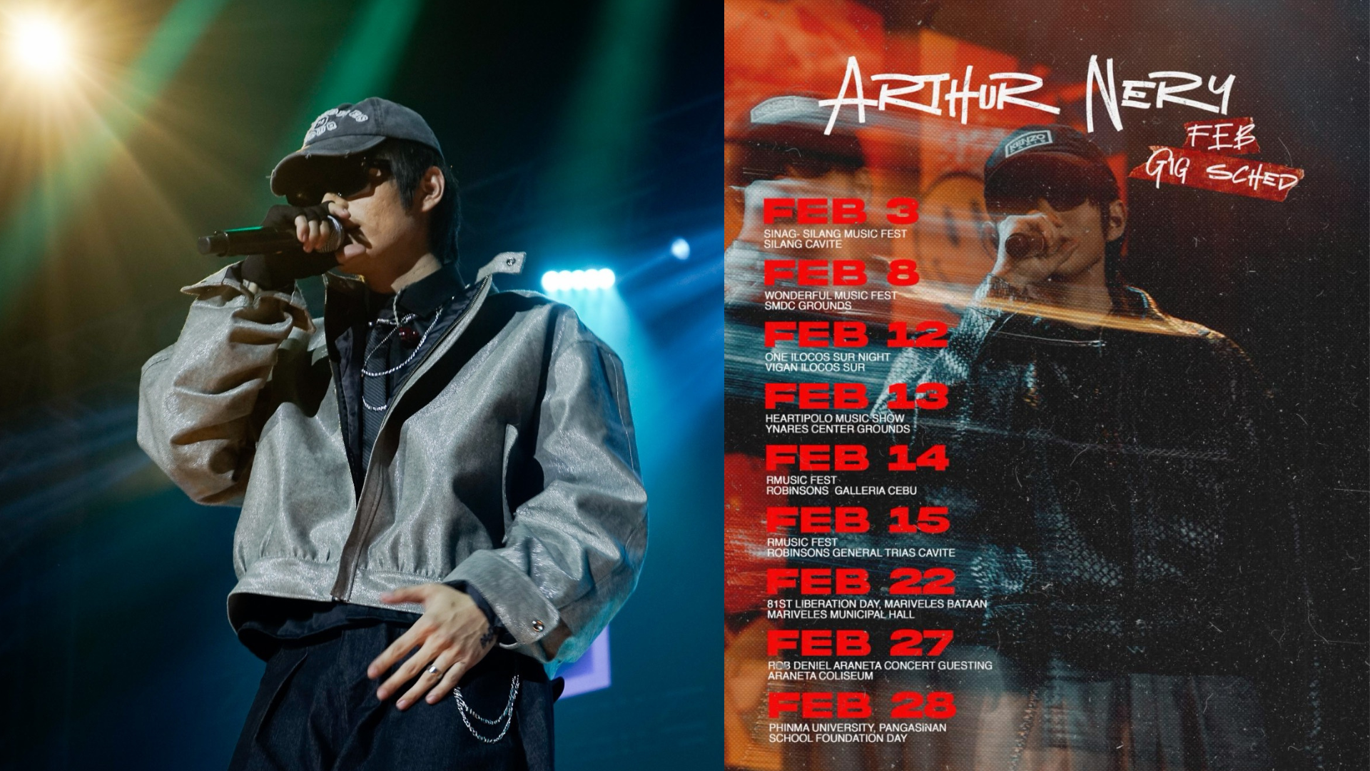 Arthur Nery February 2026 schedule
